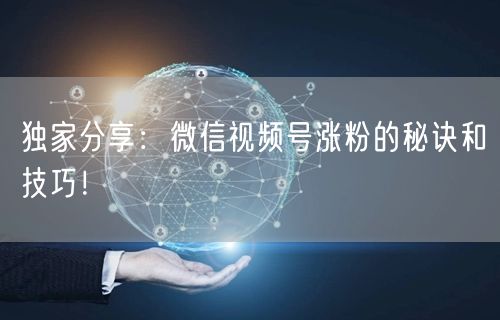 独家分享：微信视频号涨粉的秘诀和技巧！