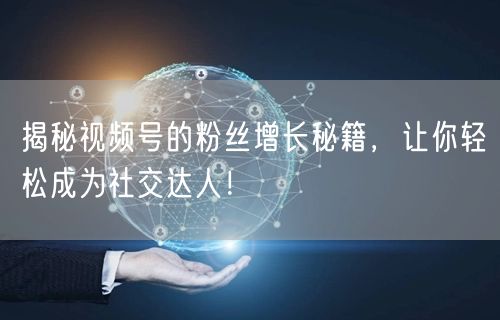 揭秘视频号的粉丝增长秘籍，让你轻松成为社交达人！