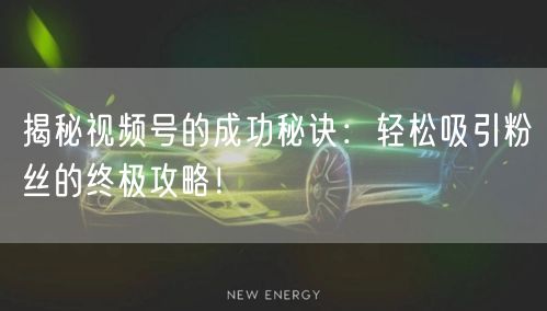 揭秘视频号的成功秘诀：轻松吸引粉丝的终极攻略！