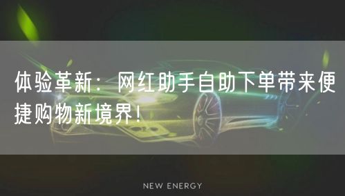 体验革新：网红助手自助下单带来便捷购物新境界！