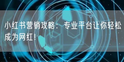 小红书营销攻略：专业平台让你轻松成为网红！