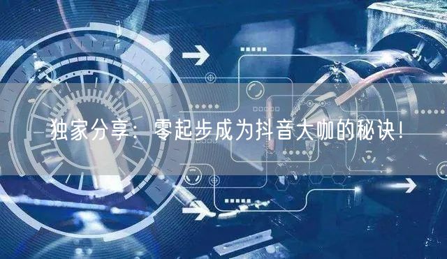 独家分享：零起步成为抖音大咖的秘诀！