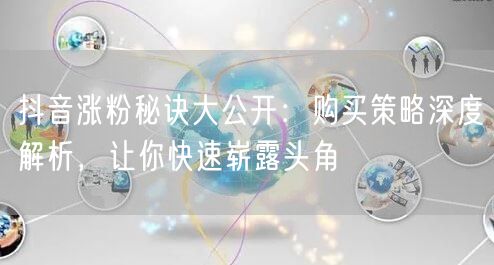 抖音涨粉秘诀大公开：购买策略深度解析，让你快速崭露头角