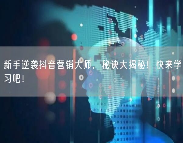 新手逆袭抖音营销大师，秘诀大揭秘！快来学习吧！