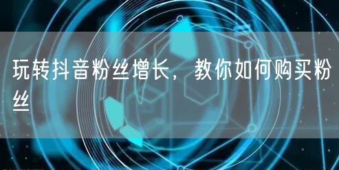 玩转抖音粉丝增长，教你如何购买粉丝
