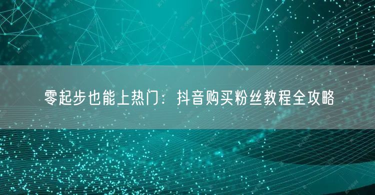 零起步也能上热门：抖音购买粉丝教程全攻略