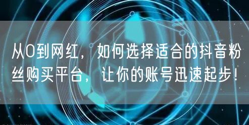 从0到网红，如何选择适合的抖音粉丝购买平台，让你的账号迅速起步！