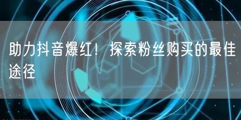 助力抖音爆红！探索粉丝购买的最佳途径