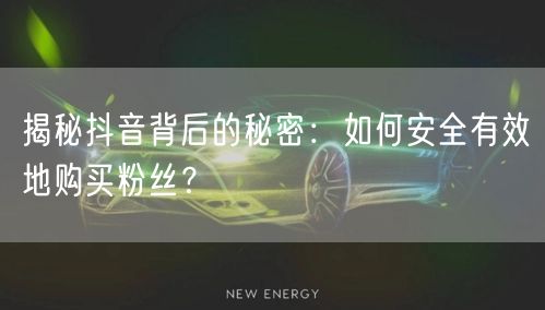 揭秘抖音背后的秘密：如何安全有效地购买粉丝？