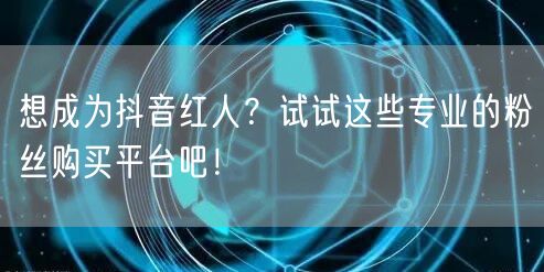 想成为抖音红人？试试这些专业的粉丝购买平台吧！