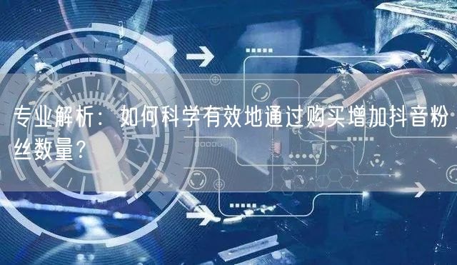 专业解析：如何科学有效地通过购买增加抖音粉丝数量？