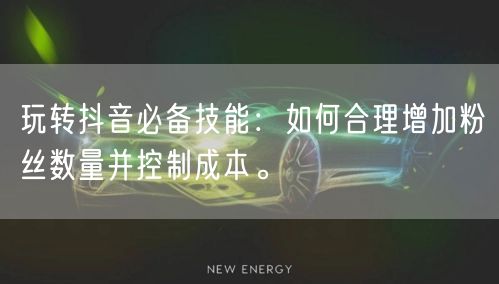 玩转抖音必备技能：如何合理增加粉丝数量并控制成本。