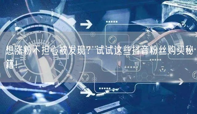 想涨粉不担心被发现？试试这些抖音粉丝购买秘籍！