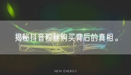 揭秘抖音粉丝购买背后的真相。