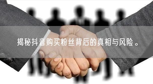 揭秘抖音购买粉丝背后的真相与风险。