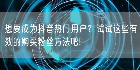 想要成为抖音热门用户？试试这些有效的购买粉丝方法吧!