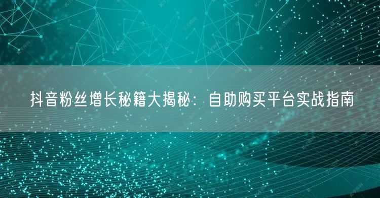 抖音粉丝增长秘籍大揭秘：自助购买平台实战指南