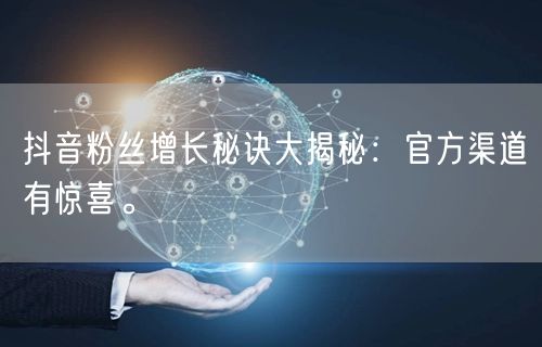抖音粉丝增长秘诀大揭秘：官方渠道有惊喜。