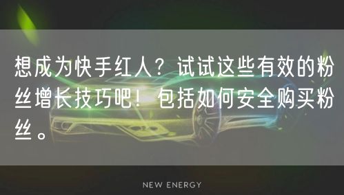 想成为快手红人？试试这些有效的粉丝增长技巧吧！包括如何安全购买粉丝。