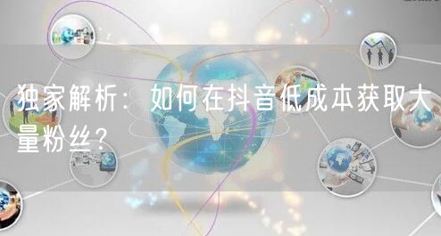 独家解析：如何在抖音低成本获取大量粉丝？