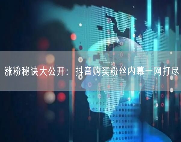 涨粉秘诀大公开：抖音购买粉丝内幕一网打尽