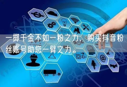 一掷千金不如一粉之力，购买抖音粉丝账号助您一臂之力。