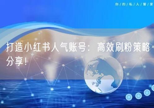 打造小红书人气账号：高效刷粉策略分享！