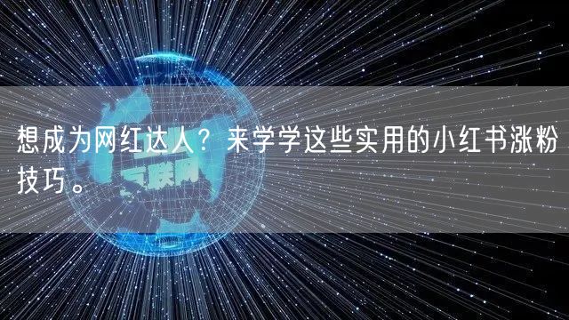 想成为网红达人？来学学这些实用的小红书涨粉技巧。