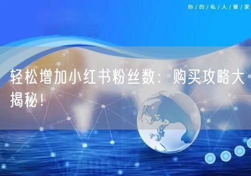 轻松增加小红书粉丝数：购买攻略大揭秘！