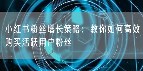 小红书粉丝增长策略：教你如何高效购买活跃用户粉丝
