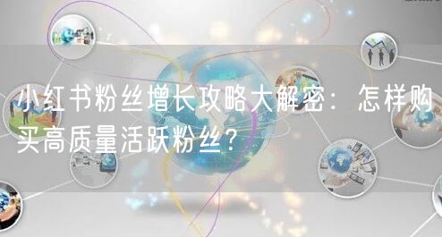 小红书粉丝增长攻略大解密：怎样购买高质量活跃粉丝？