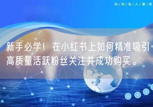 新手必学！在小红书上如何精准吸引高质量活跃粉丝关注并成功购买。