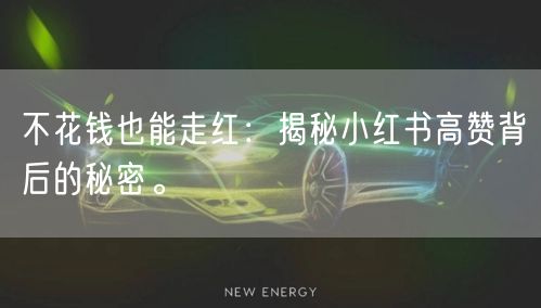 不花钱也能走红：揭秘小红书高赞背后的秘密。