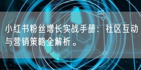 小红书粉丝增长实战手册：社区互动与营销策略全解析。
