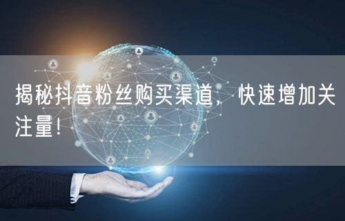 揭秘抖音粉丝购买渠道，快速增加关注量！