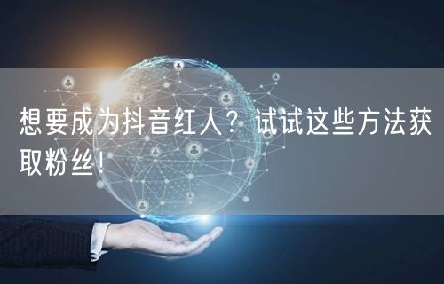 想要成为抖音红人？试试这些方法获取粉丝！