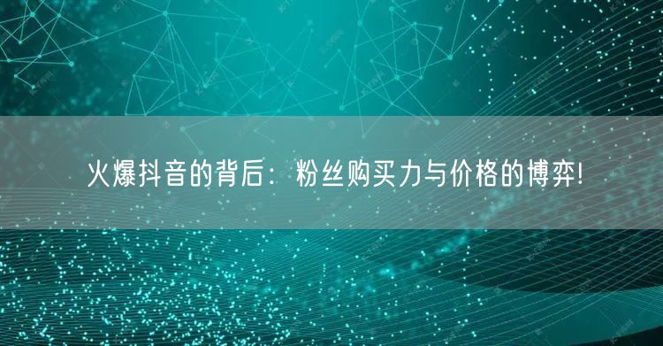 火爆抖音的背后：粉丝购买力与价格的博弈!