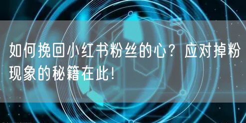 如何挽回小红书粉丝的心？应对掉粉现象的秘籍在此！
