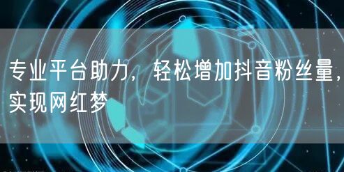 专业平台助力，轻松增加抖音粉丝量，实现网红梦